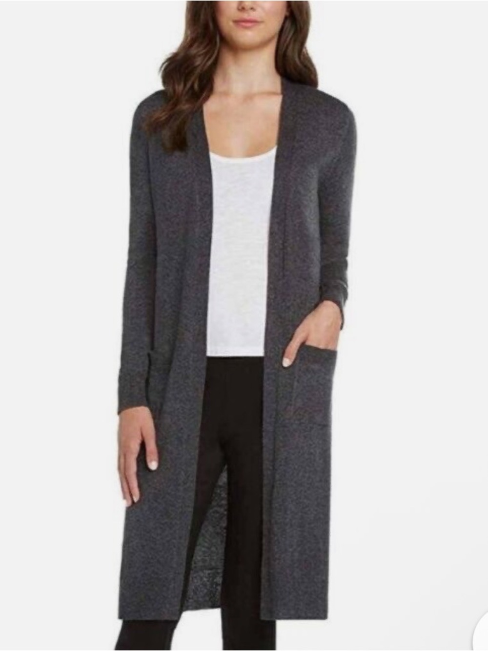 Banana Republic Charcoal Gray Open-Front Long Cardigan w/ Pockets